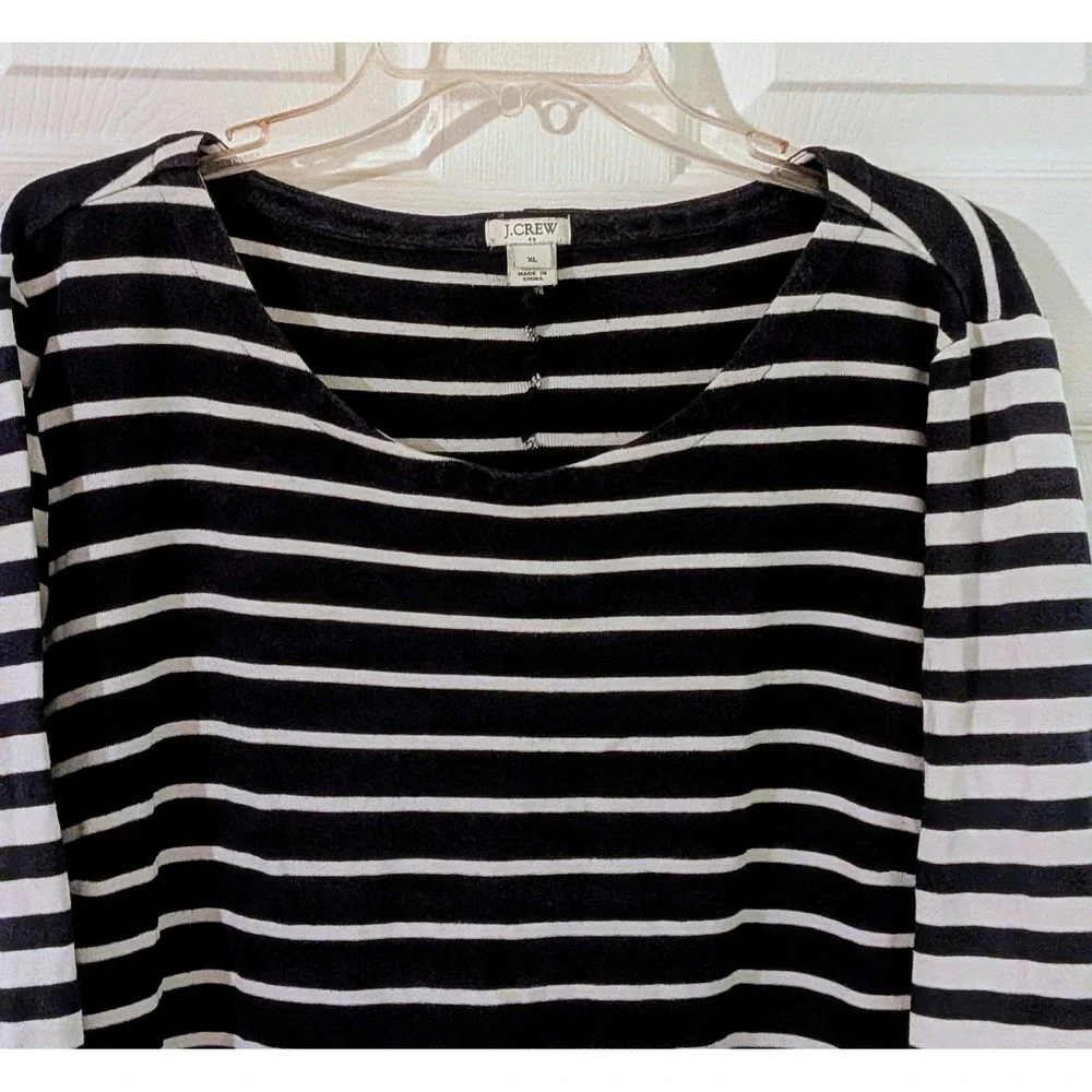 J. Crew Striped Long‎ Sleeve Tunic Shift Dress XL Blue White Maritime Nautical